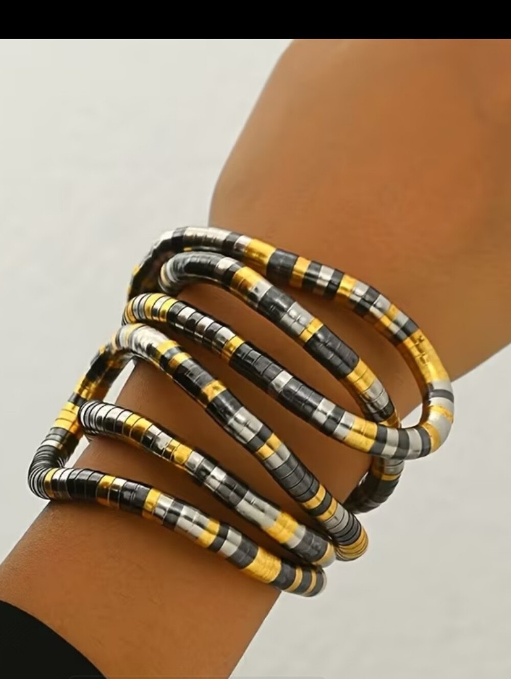 Source Unknown Gold/Silver Adjustable Coil Bracelet - Picture 5 of 12